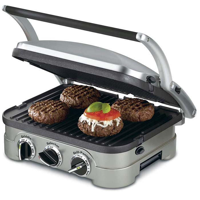 Cuisinart 5-in-1 Griddler, GR-4N, Silver with Silver/Black Dials